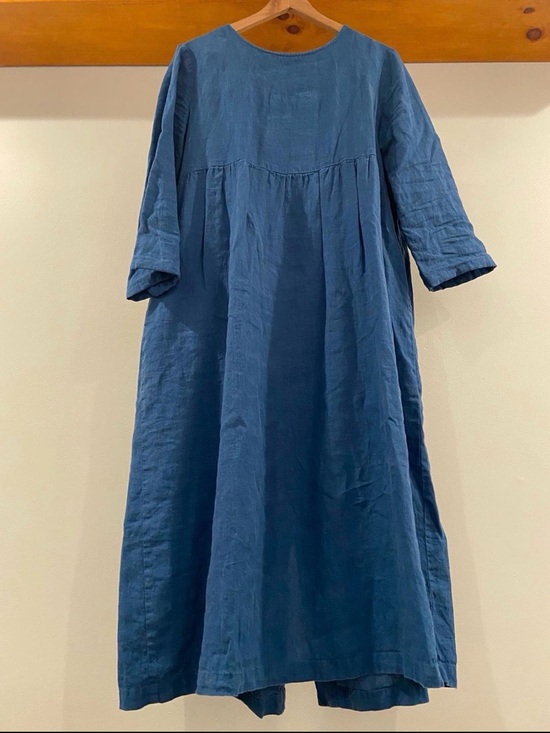 Offon Dresses & Skirts - Relaxed Indigo Maxi Linen Dress